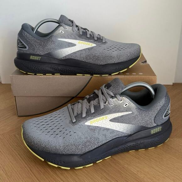 Brooks Ghost 16 Grey/Neon Green Men Running Sneakers- SZ 11